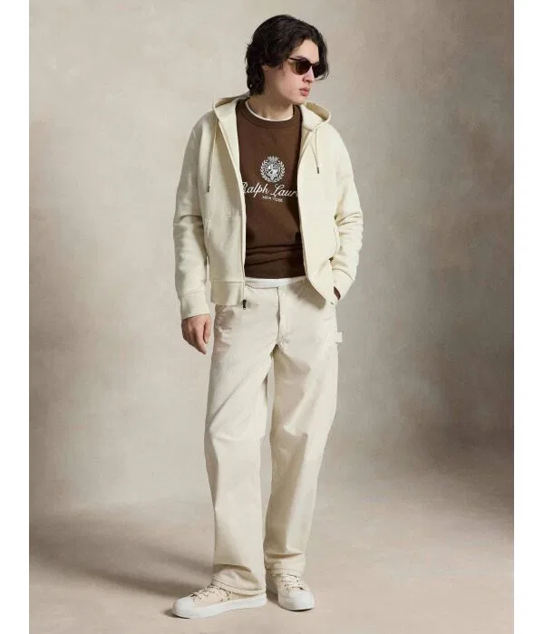 Мужская флисовая кофта с капюшоном и молнией Polo Ralph Lauren, Crema — фото 2