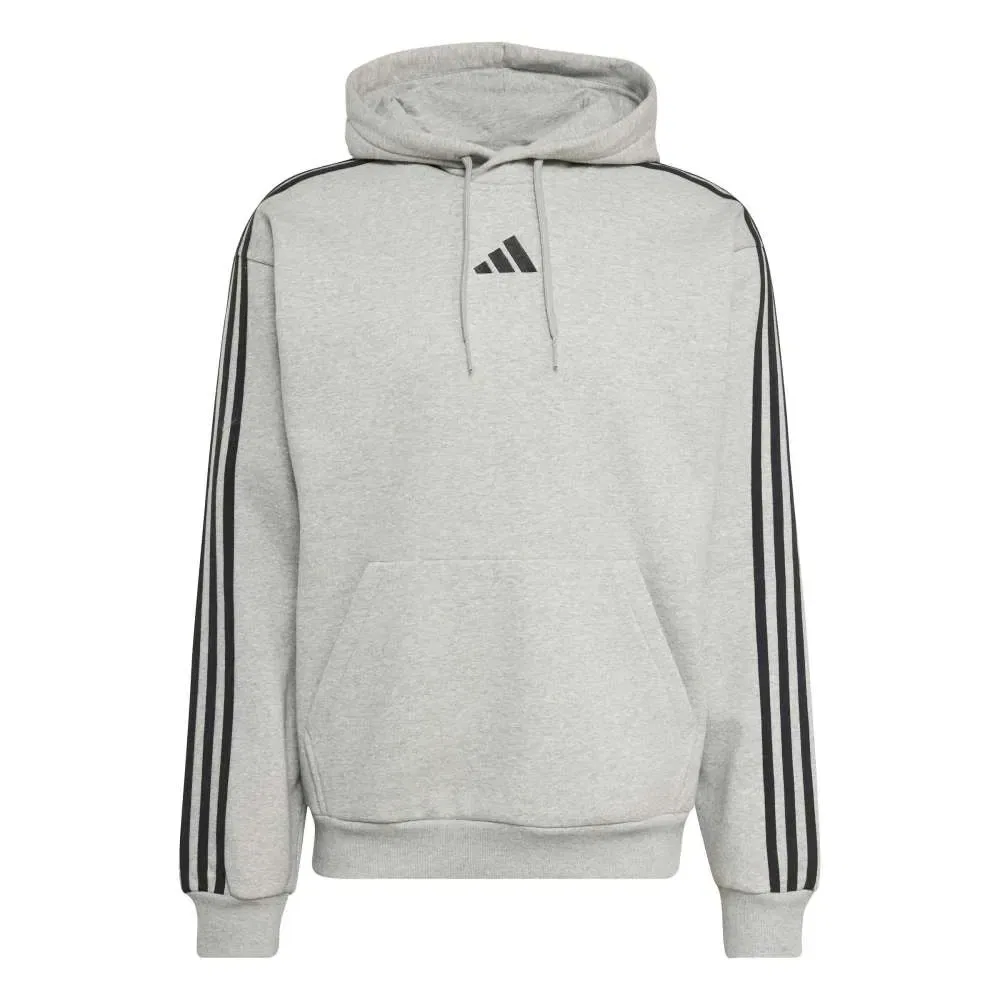 Мужской худи с флисом Adidas 3 Stripes Fleece, Grey — фото 3