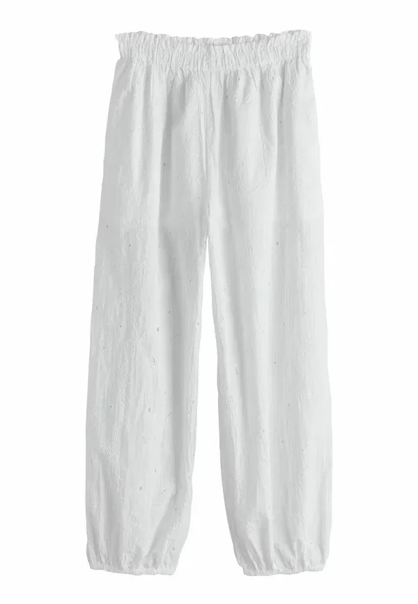 Брюки свободные Tall fit - Broderie balloon leg trousers Next, White, белый — фото 4