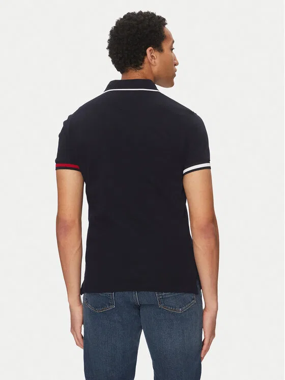 Поло slim fit Flag Cuff Tommy Hilfiger, темно-синий — фото 3