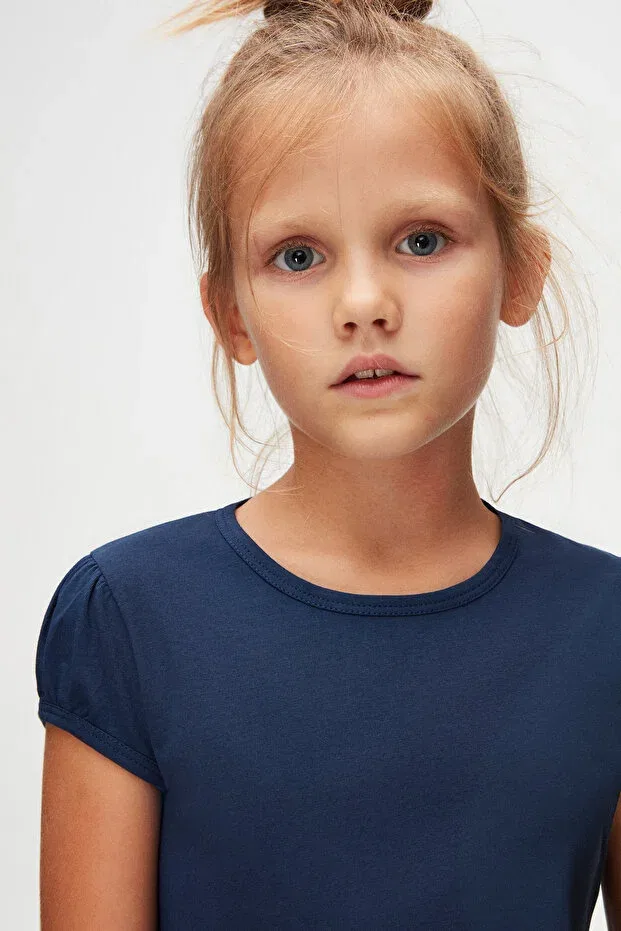 Детская футболка для девочек с коротким рукавом Basics Lovetti, Navy — фото 4