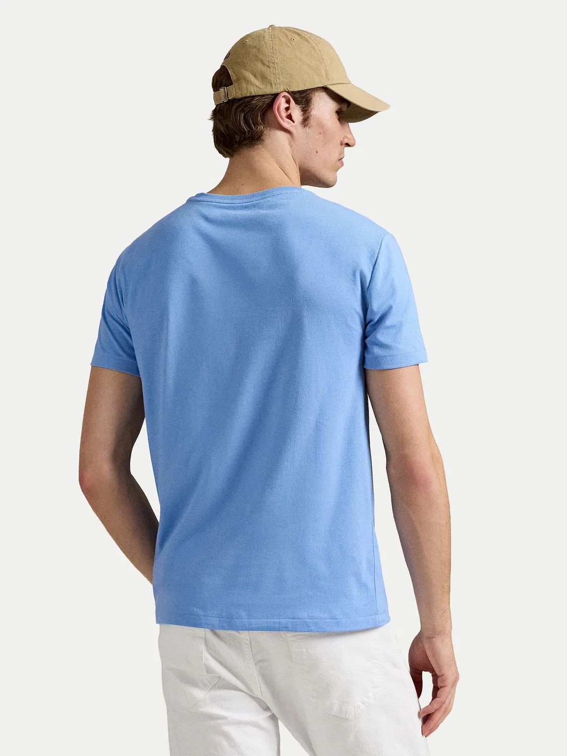 Мужская футболка небесно-голубого цвета приталенного кроя Polo Ralph Lauren, голубой — фото 3