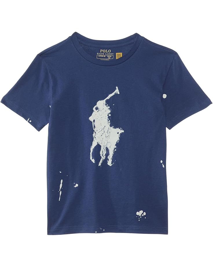 

Футболка Polo Ralph Lauren Kids Big Pony Paint-Splatter-Print Cotton Tee, цвет Light Navy