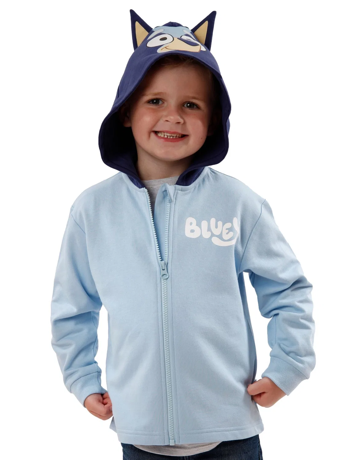 Худи на молнии с принтом Bluey Character, голубой