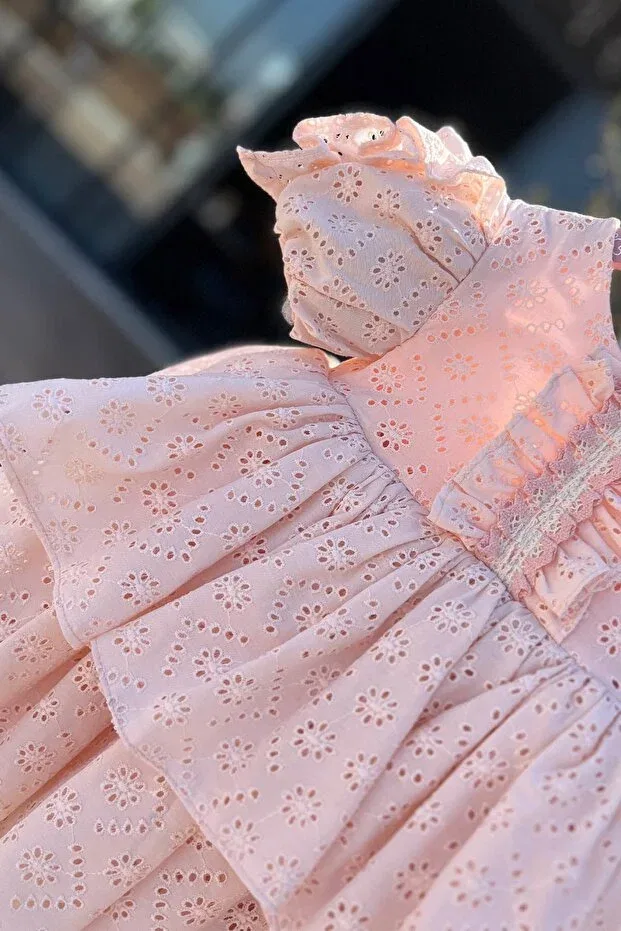 Детское платье для девочек кружевное Bertuğ Bebek, Powder Pink — фото 4