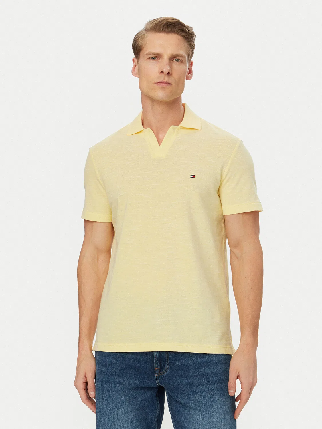 Мужское поло стандартного кроя Textured Oxford Pique Tommy Hilfiger, светло-желтый