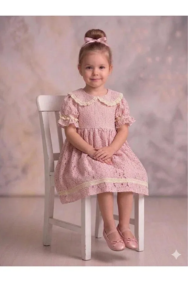 Детское платье для девочек с принтом Angelika Penu Baby Kids, Pink — фото 2