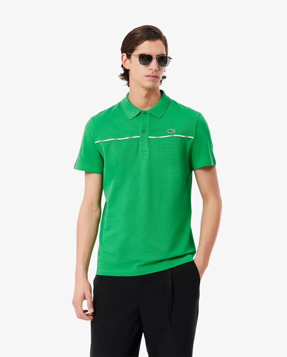 

Мужская рубашка-поло прямого кроя с отделкой логотипом Lacoste, зеленый