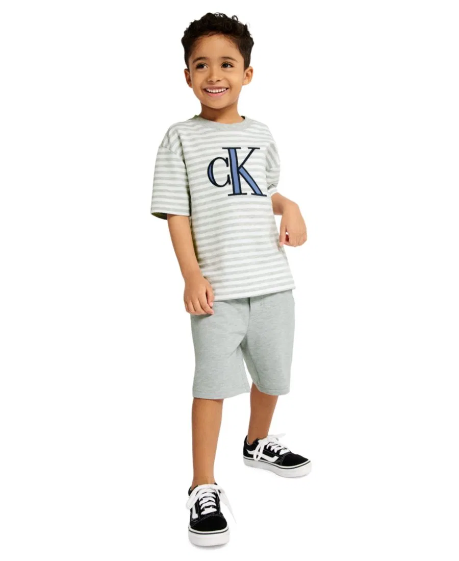 Комплект из футболки и шорт из французского футера Calvin Klein, Gray — фото 4