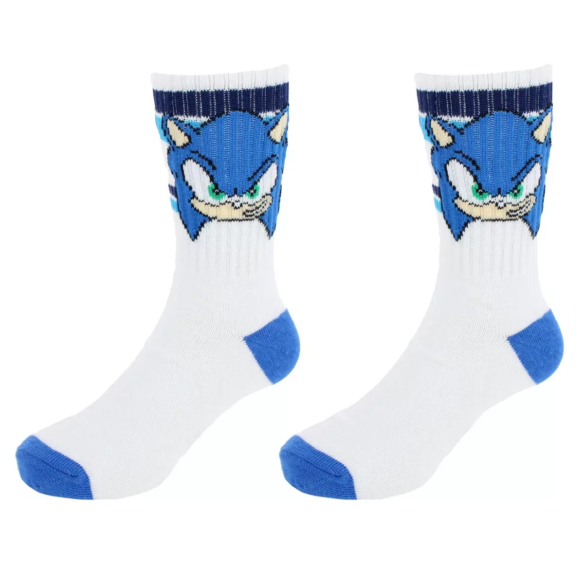 Детские носки для мальчиков с принтом Sega Sonic Ribbed Athletic Textiel Trade, White With Blue Stripes — фото 3