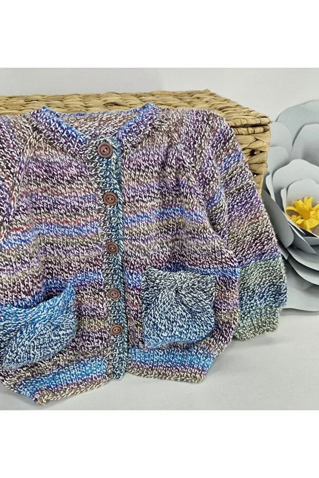 Детский кардиган с принтом Hand knitted children's cardigan Evitle, Çok Renkli — фото 3