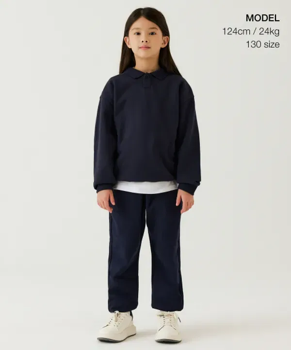 Свитшот оверсайз с воротником, Musinsa Standard Kids, темно-синий — фото 2
