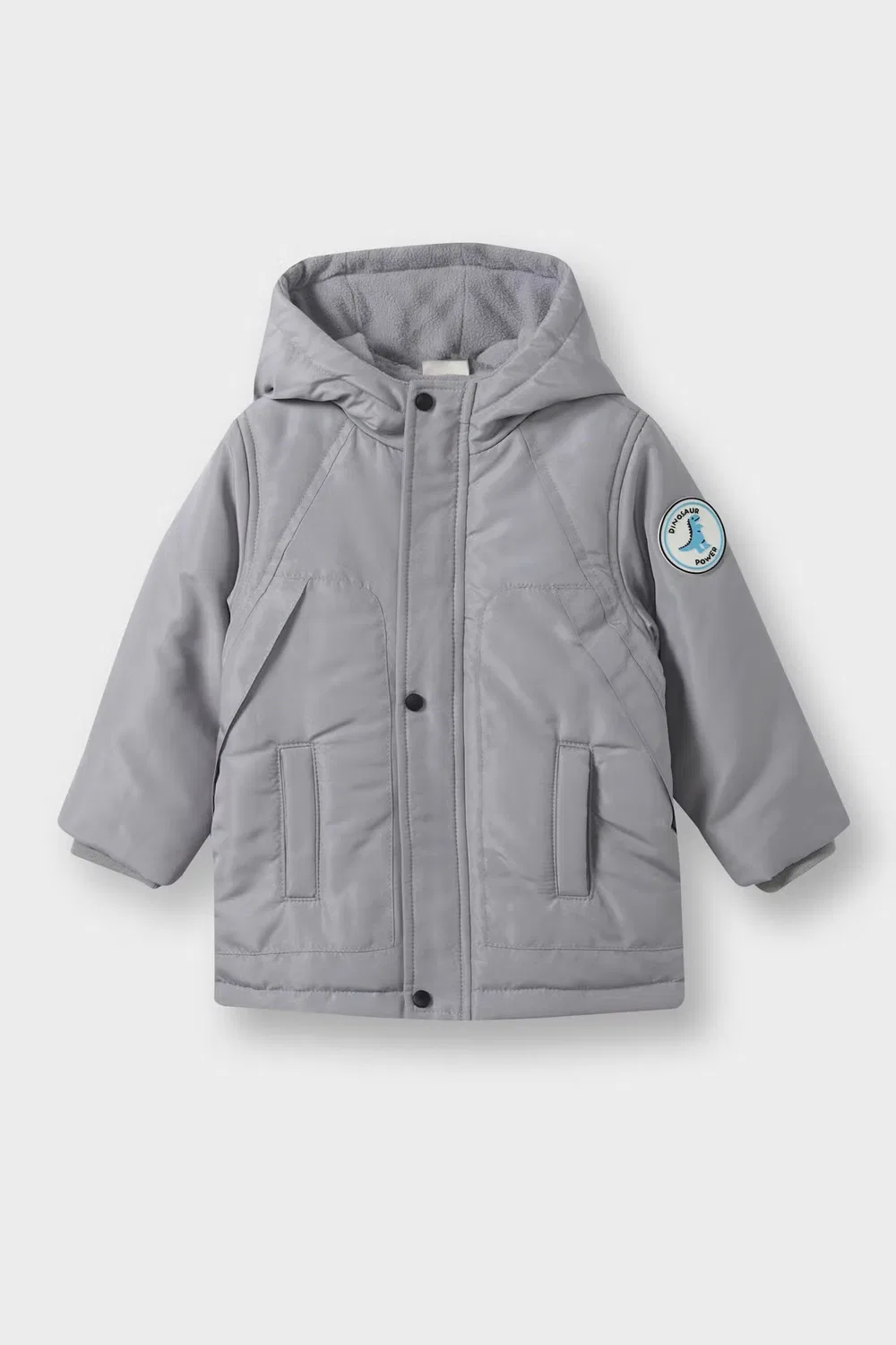 Куртка-пуховик с карманами Baby boy waterproof pockets buttons puffer jacket Defacto, серый
