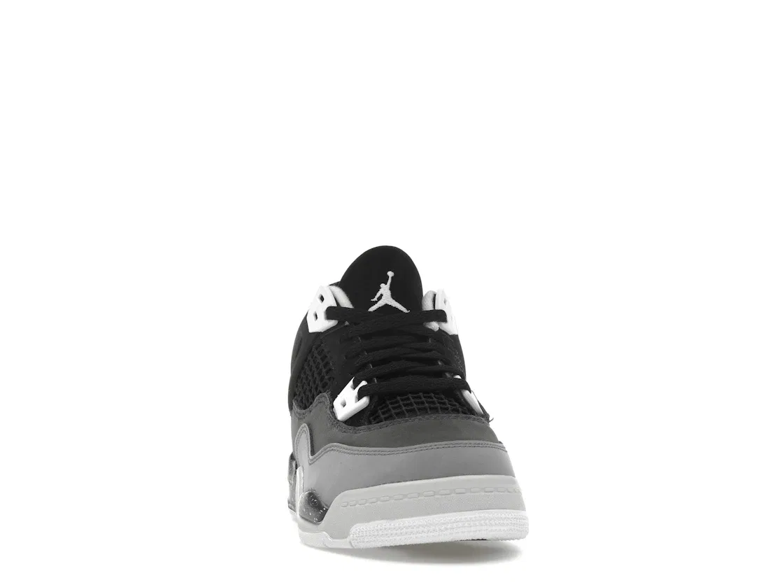 Детские кроссовки для мальчиков высокие с принтом Jordan 4 Retro Fear, Black/White/Anthracite/Black/Pure Platinum — фото 2