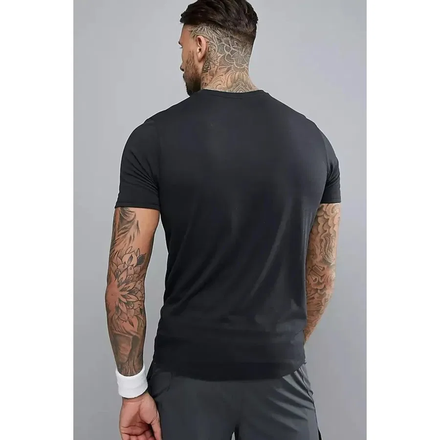 Футболка спортивная с принтом Dri-Fit Training Swoosh Nike, Черный — фото 3