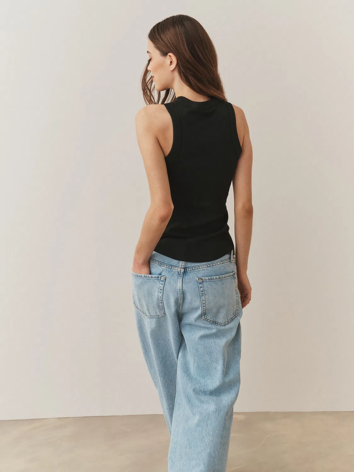 Топ майка Ribbed Racer Back Sleeveless Vest Top Next, черный — фото 3