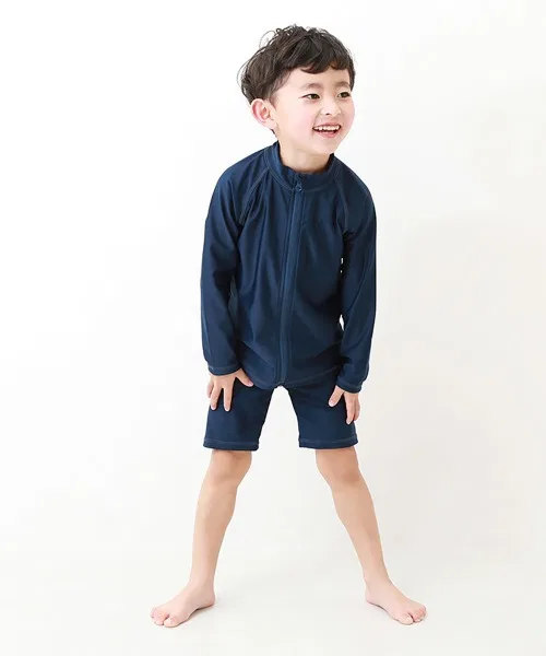 Детский рашгард с длинным рукавом на молнии, Navy/White, devirock — фото 2