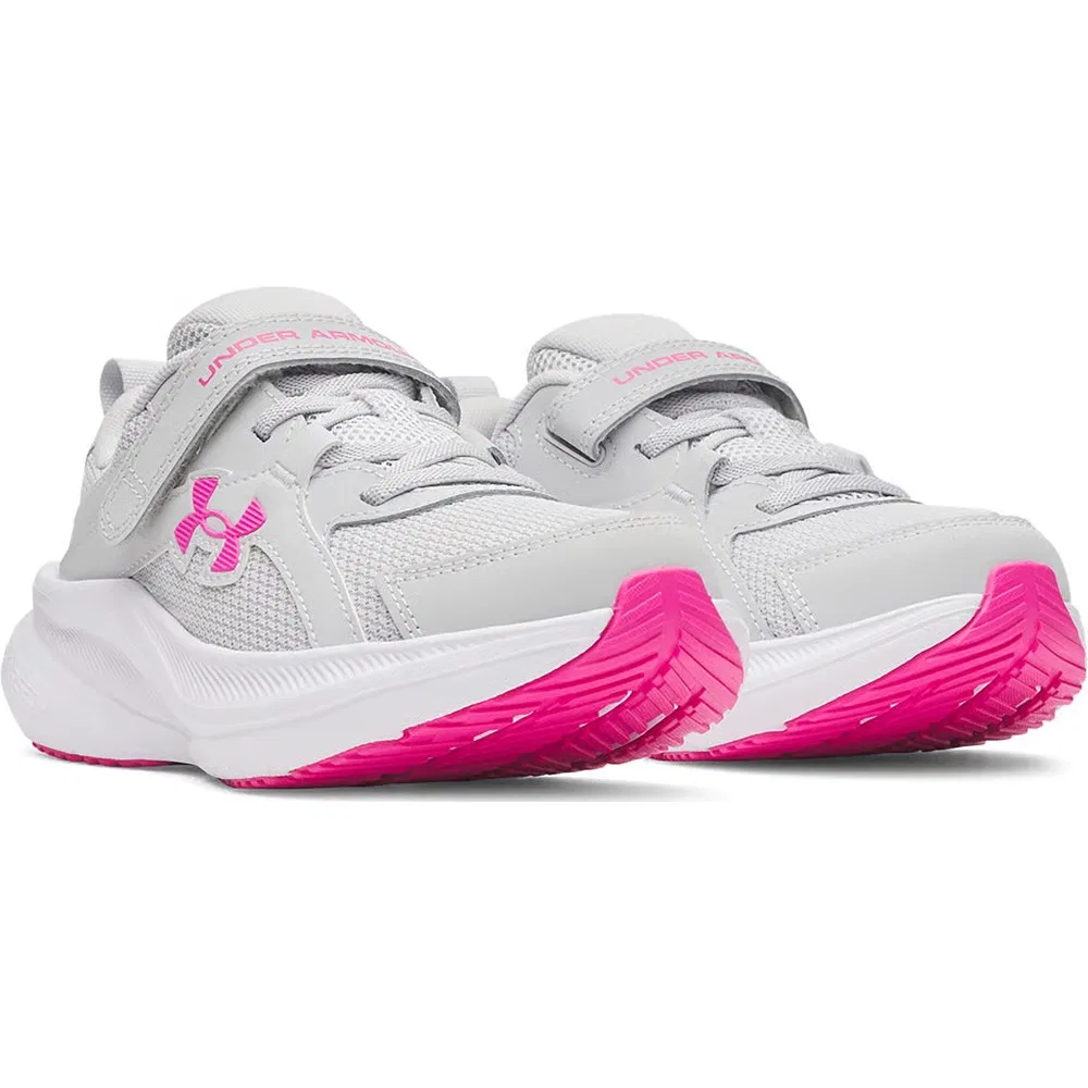 Детские кроссовки Charged+ Asserve 11 AC Wide для бега Under Armour, Gray/Gray/Rebel Pink