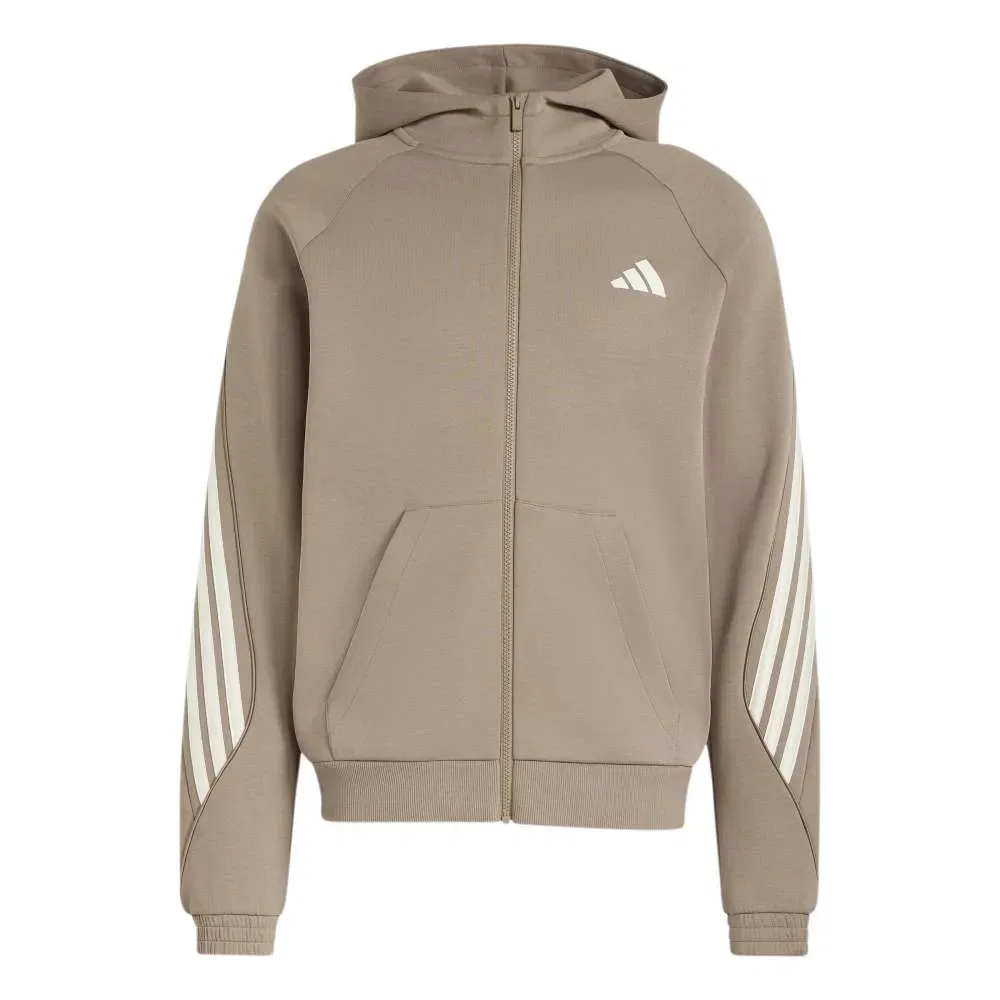 Худи флисовое на молнии Stadium 3 Stripes Adidas, коричневый — фото 3