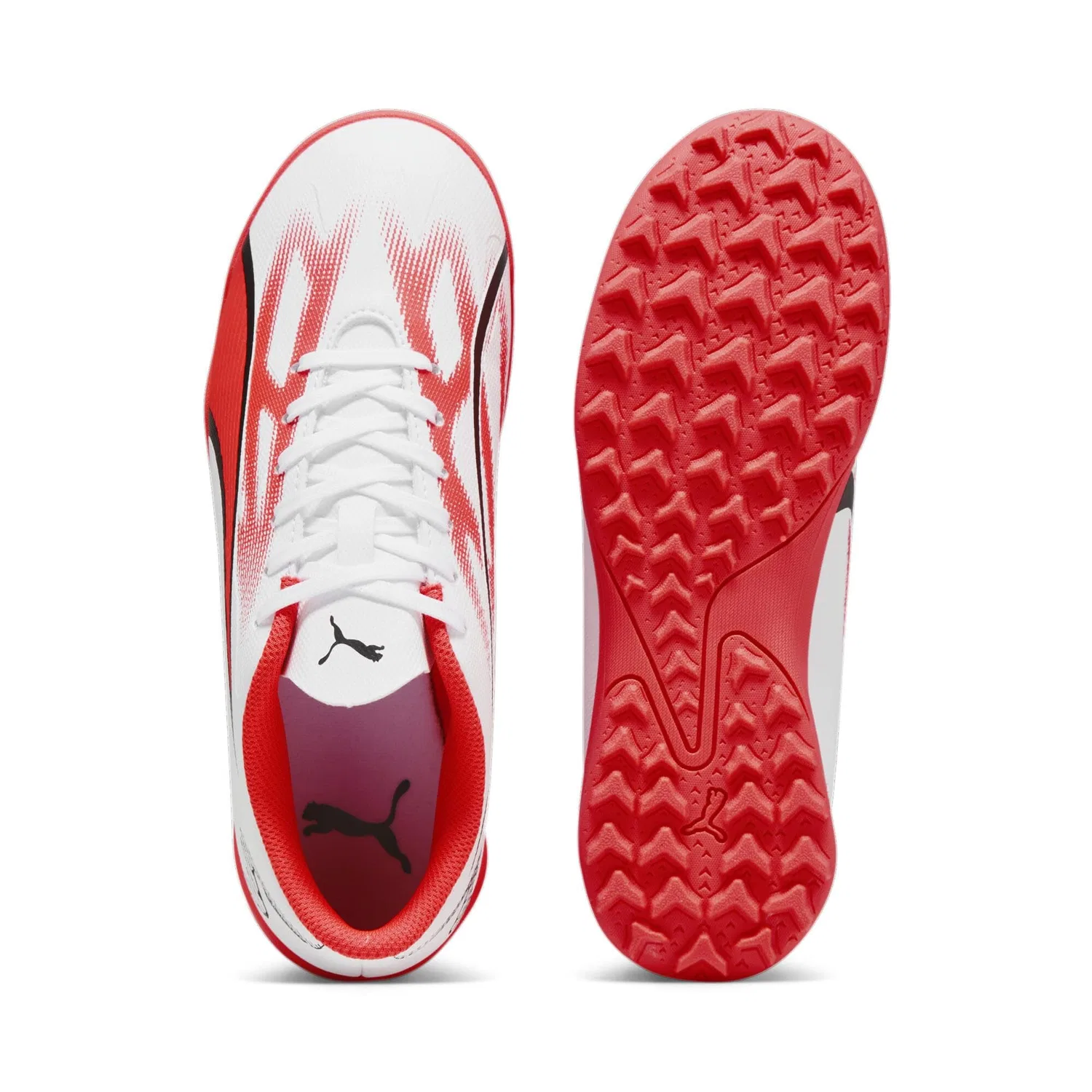 Детские футбольные бутсы для мальчиков Ultra Play Tt Jr PUMA, White Black Fire Orchid — фото 4