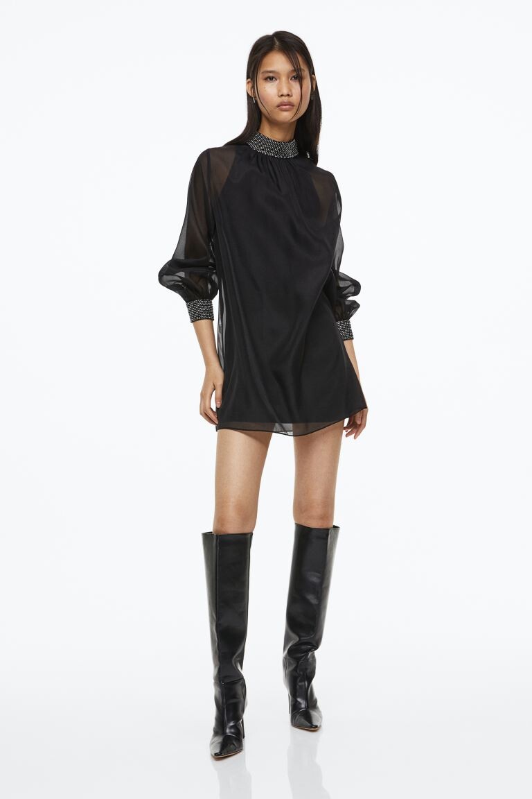 

Платье со стразами H&M, черный
