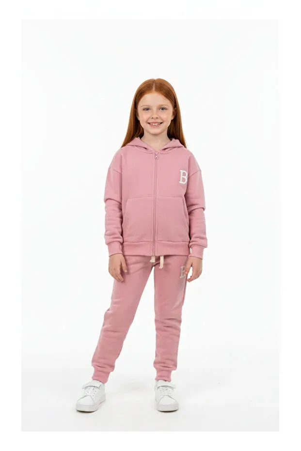 Детский комплект спортивного костюма на молнии с вышивкой Booni Jooni, Pink