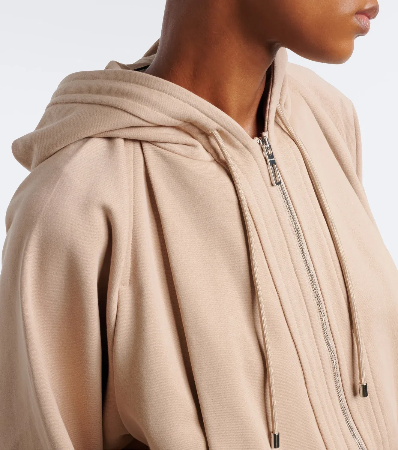 Худи из хлопковой смеси джерси SPORTMAX, бежевый — фото 3
