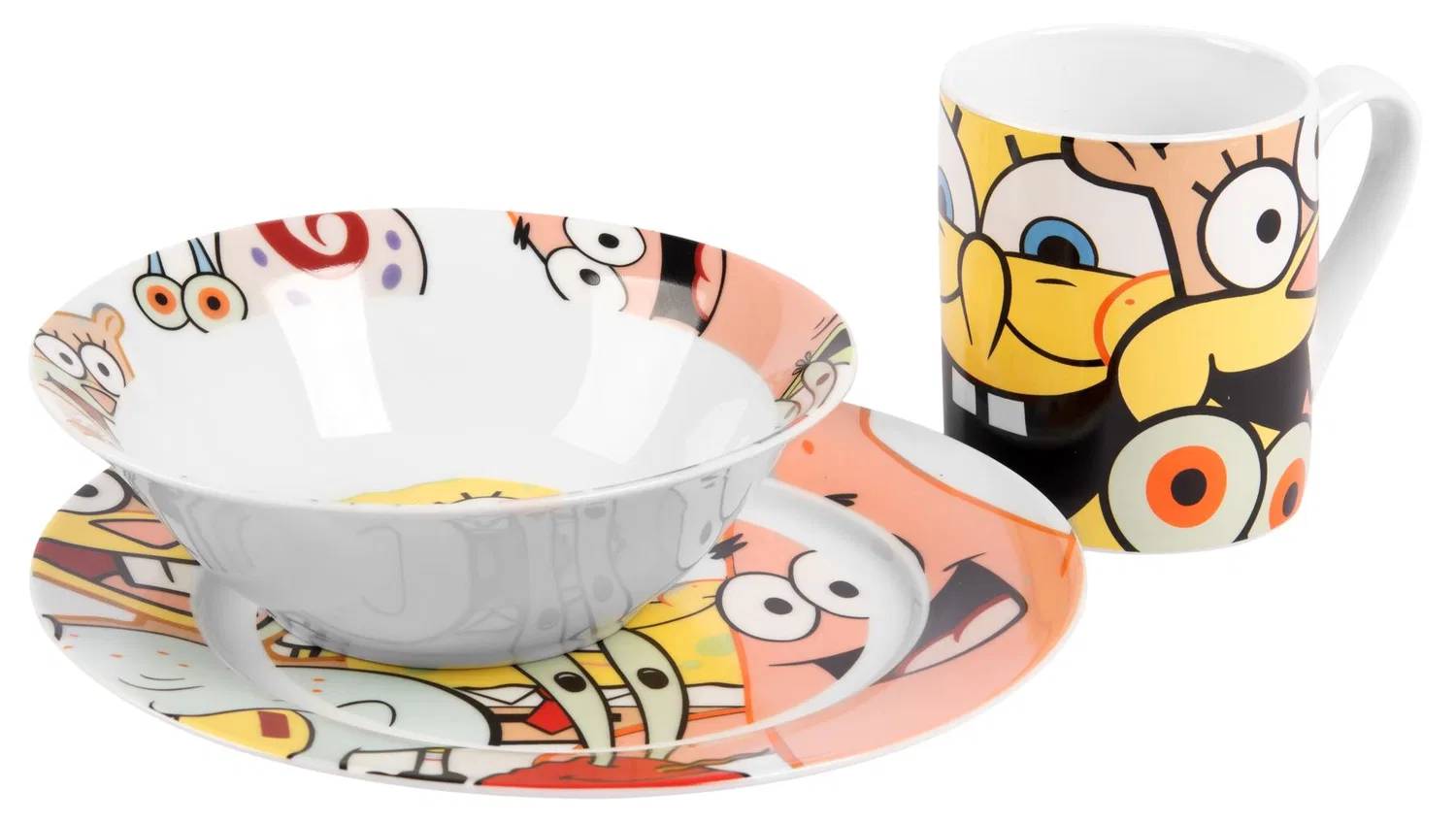 Детский набор посуды из 3 предметов с принтом Spongebob Schwammkopf, United Labels, Порцелан — фото 2