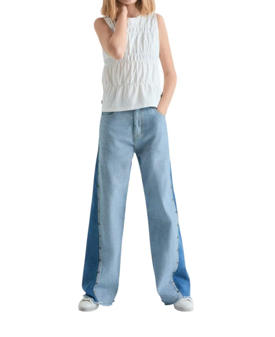 Детские джинсы с широкой штаниной и двухцветным дизайном Scalpers, Denim