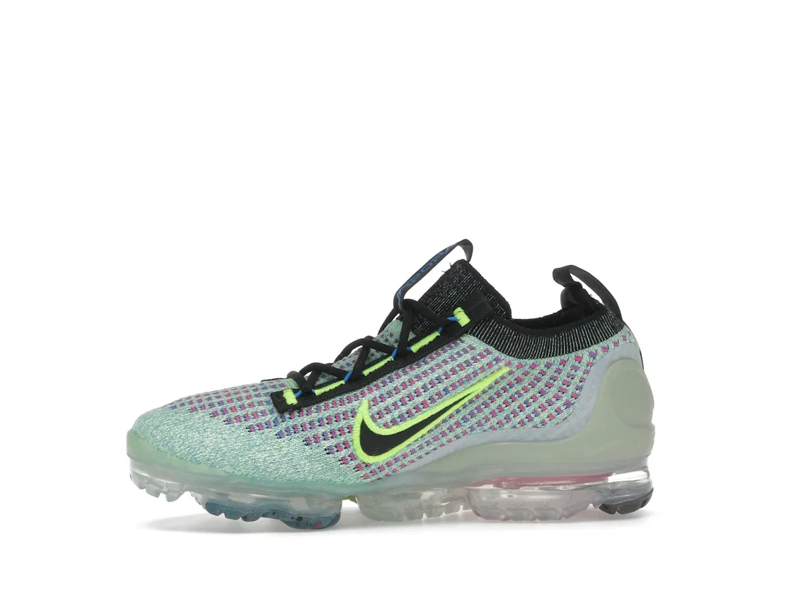 Детские кроссовки Lifestyle Nike Air VaporMax 2021 FK, Volt/Black-Photo Blue-Metallic Silver — фото 3