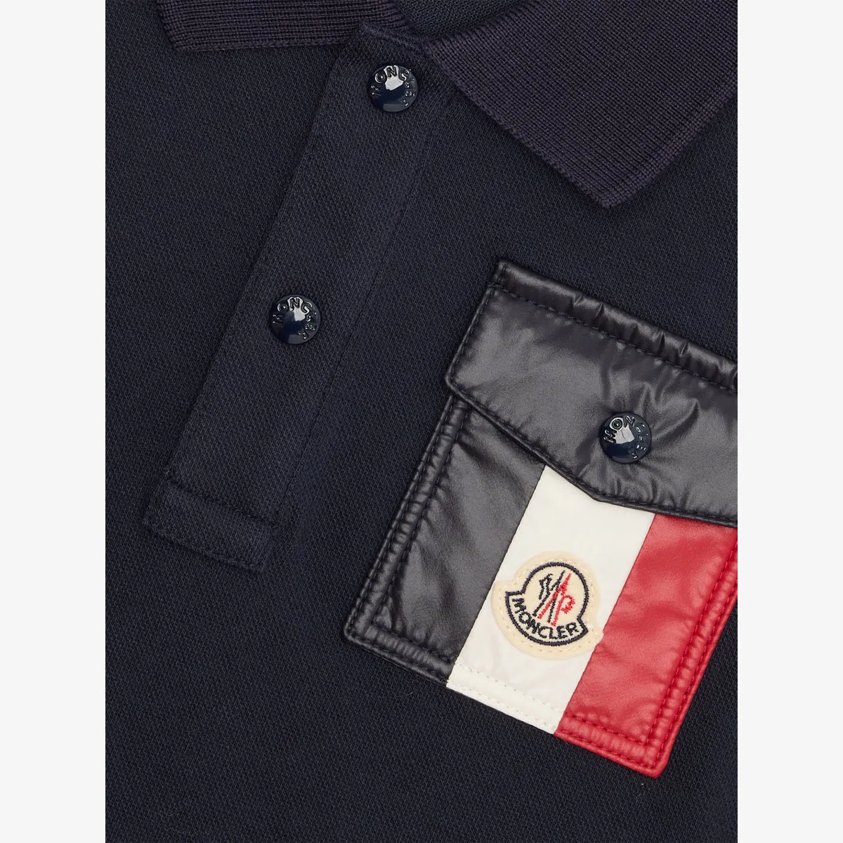Поло из эластичного хлопка с фирменным карманом, размер 9 месяцев - 3 года Moncler, темно-синий — фото 2