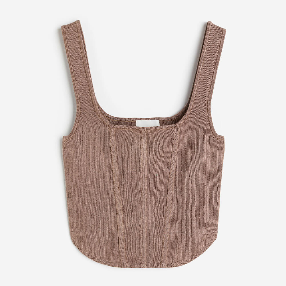 

Топ H&M Fine-knit Corset-style, бежевый