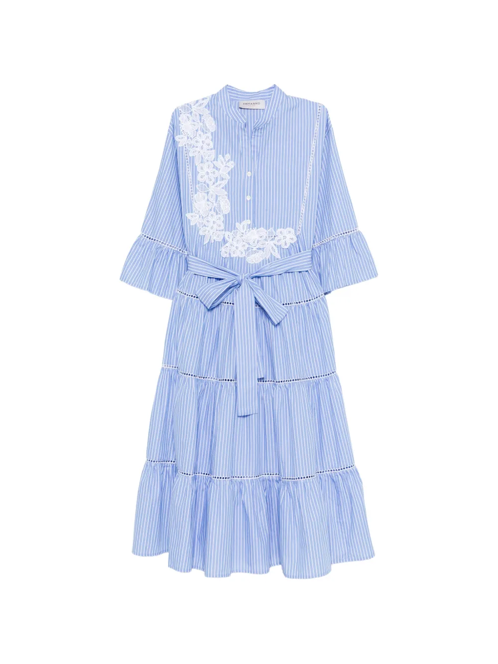 

Платье миди в полоску с цветочными аппликациями Ermanno Firenze, синий