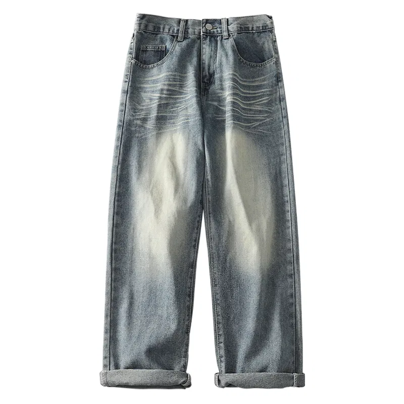 Детские джинсы свободного прямого кроя MINISO, Vintage Washed Vintage Blue