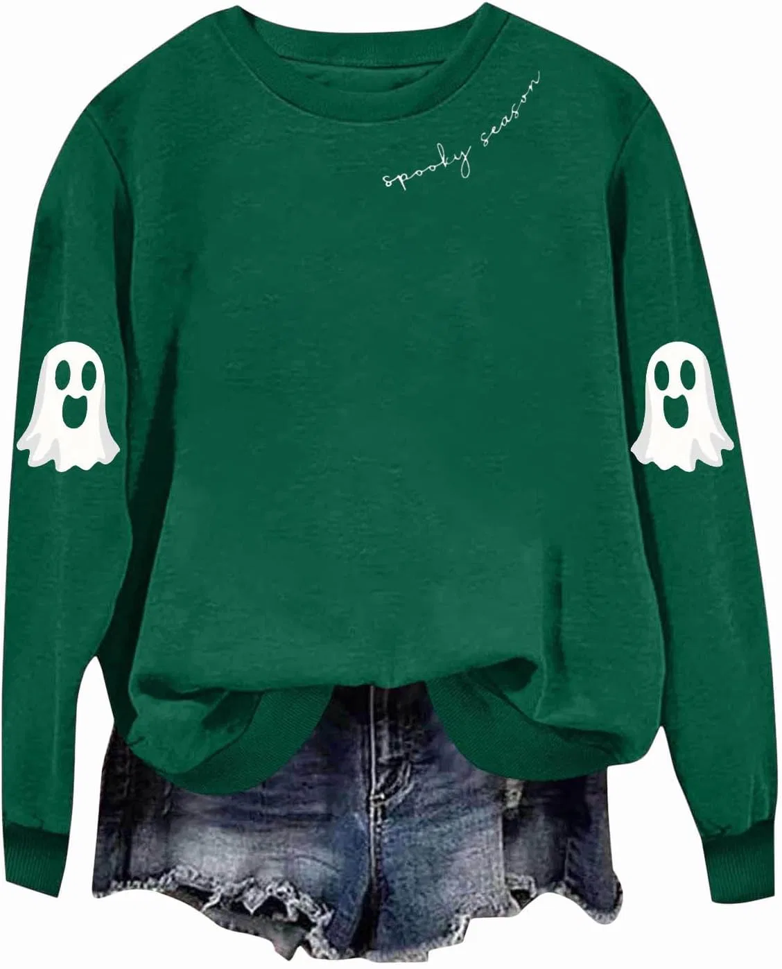 Женский свитшот с принтом, Spooky Season, армейский зелёный — фото 3