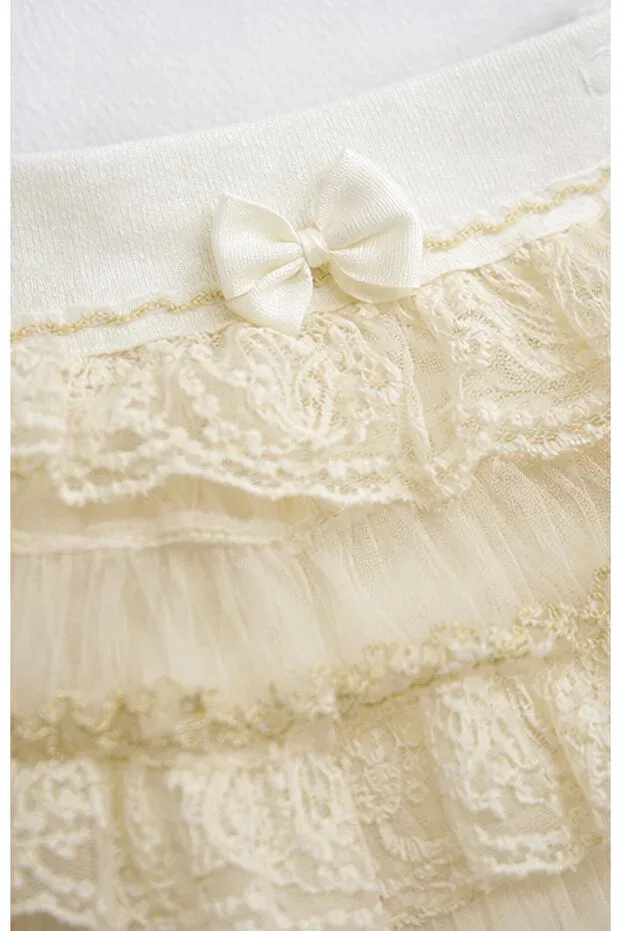 Детская юбка для девочек кружевная Kardeşler Bebe, Beige — фото 4
