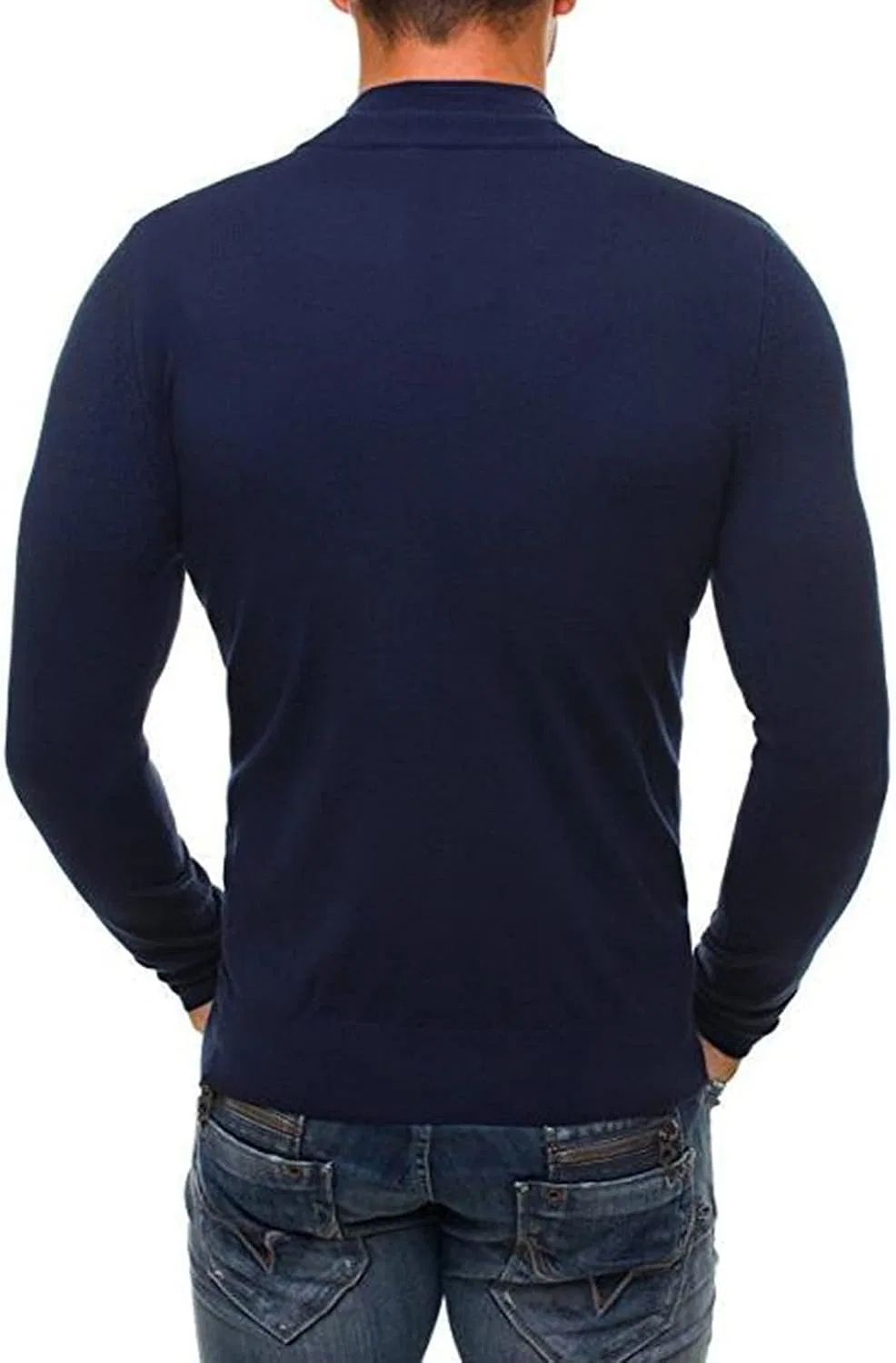 Джемпер мужской с полузастежкой-молнией, Slim Fit, Generic, XXL, Blue — фото 2