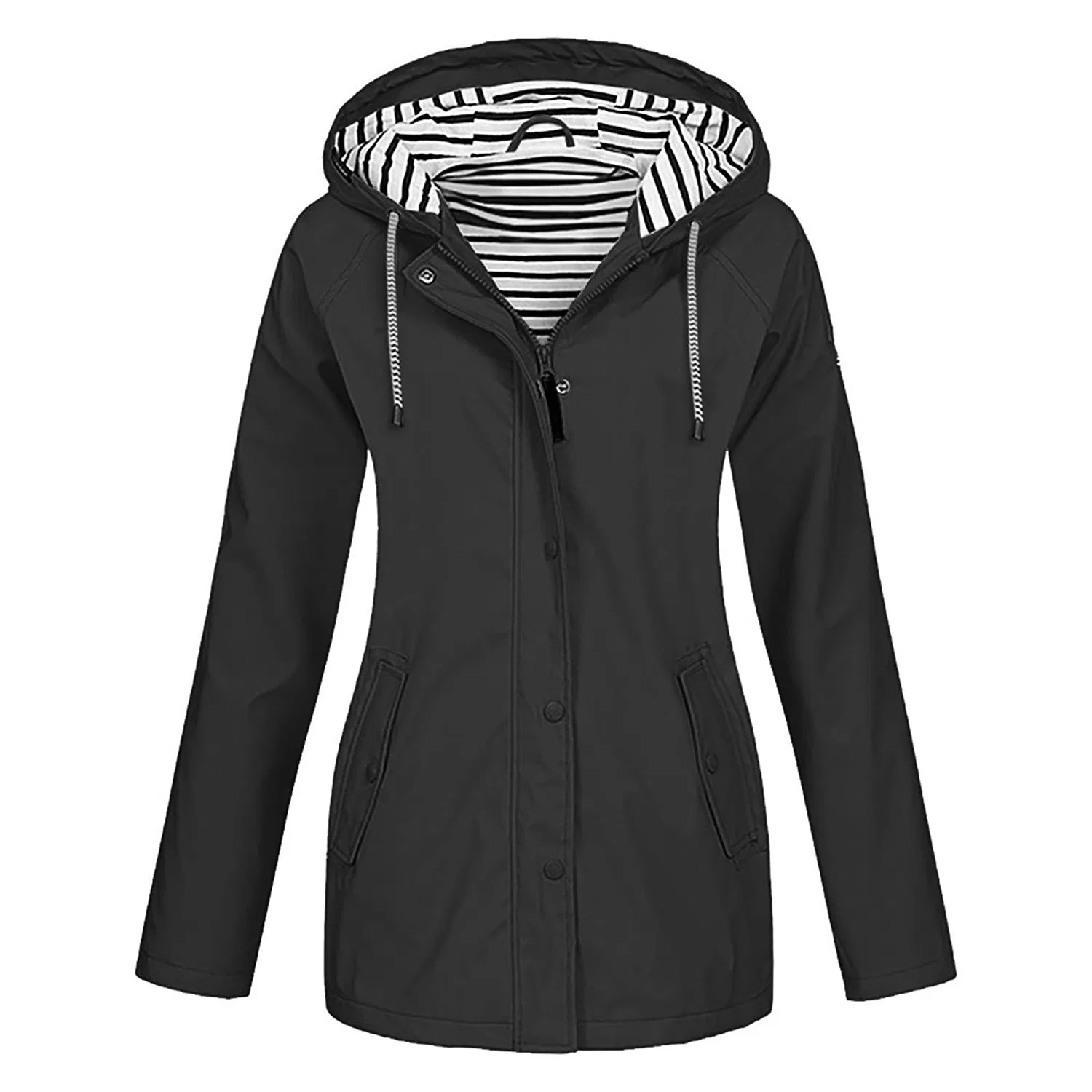Женская дождевик легкий с карманами Women's Rain Jacket, Nero — фото 2