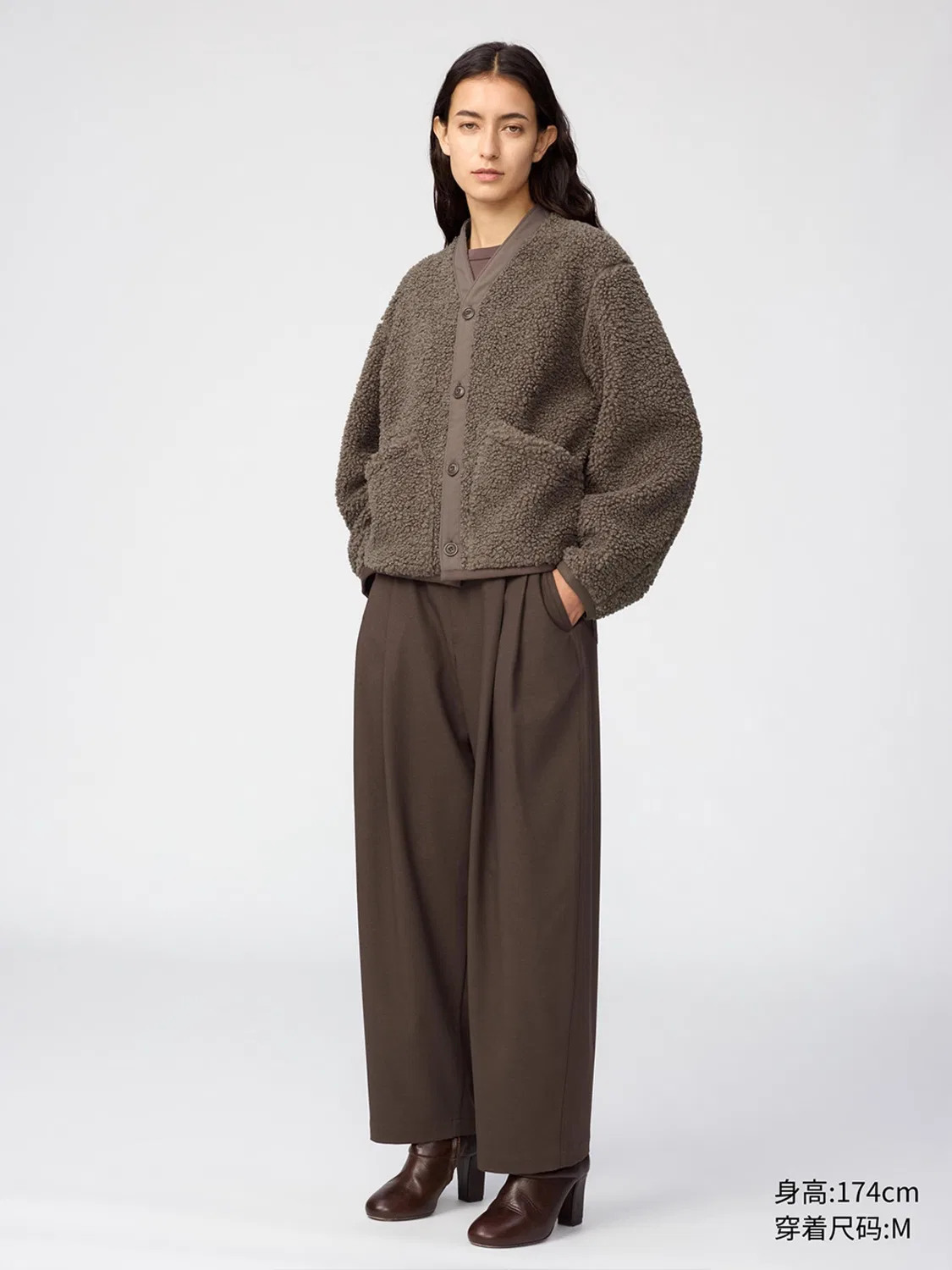 Куртка короткая из флиса Uniqlo, темно-красный — фото 2