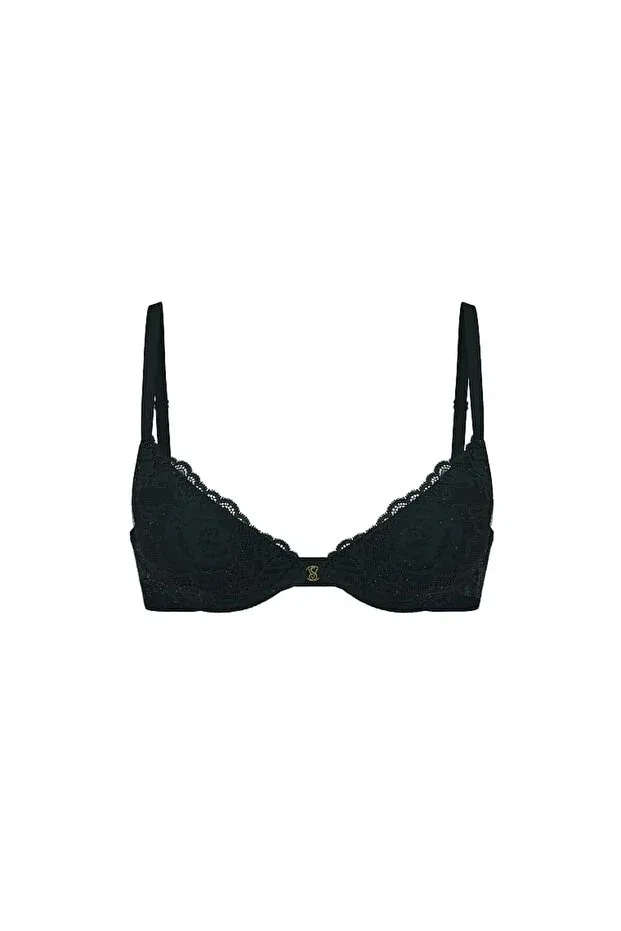 Женский бюстгальтер кружевной с моделью Lace pack of shimmering lightweight padded support demi bras Victoria'S Secret, Dark Green — фото 3