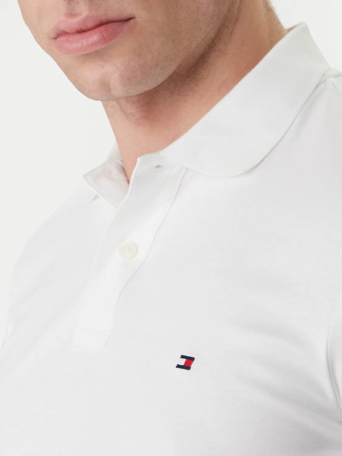 Мужское поло приталенного кроя Tommy Hilfiger, белый — фото 4