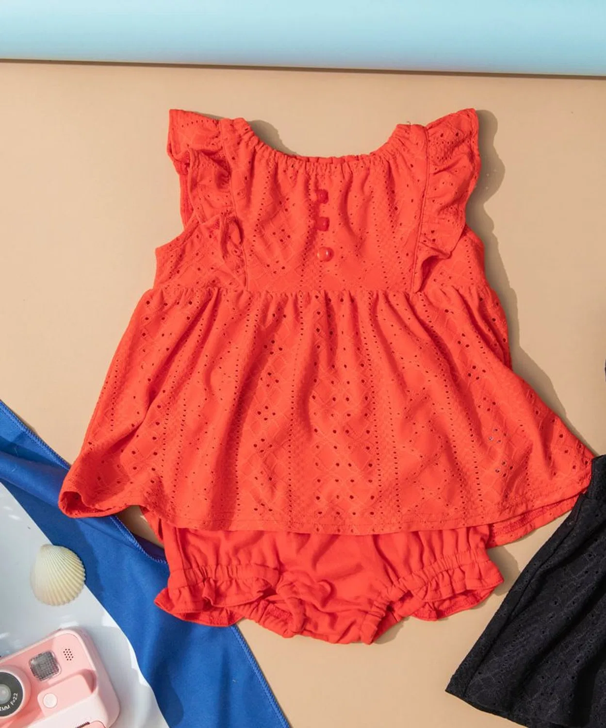 Детский комплект из топа и шорт с принтом Branshes, Orange