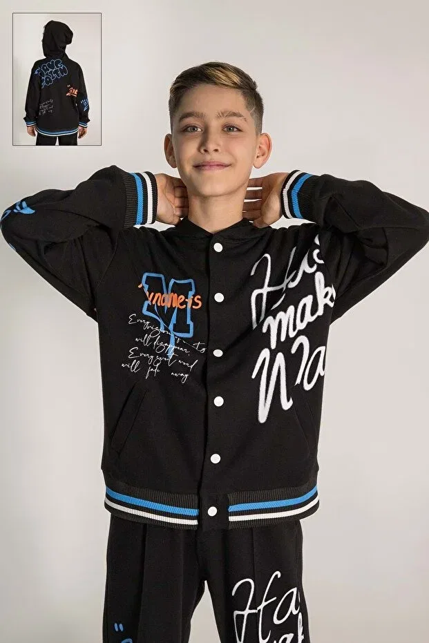 Детский кардиган для мальчиков с принтом Sportswear Generic Brands, Black