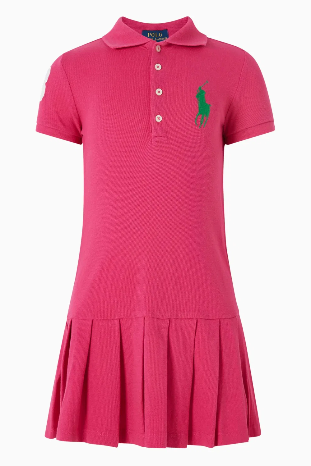 Платье-поло с оборками в трикотаже Polo Ralph Lauren, розовый