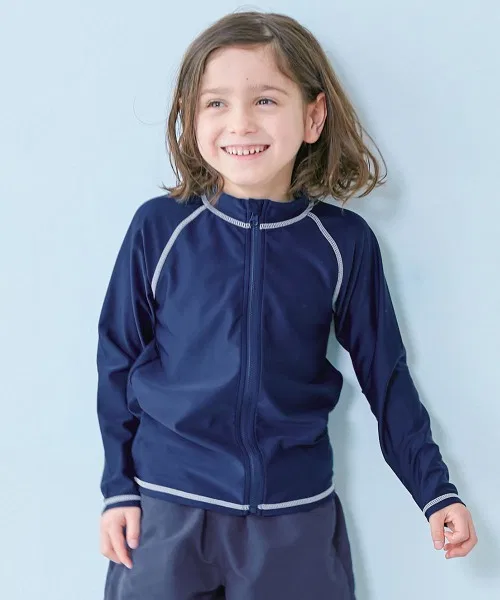 Детский рашгард с длинным рукавом на молнии, Navy/White, devirock