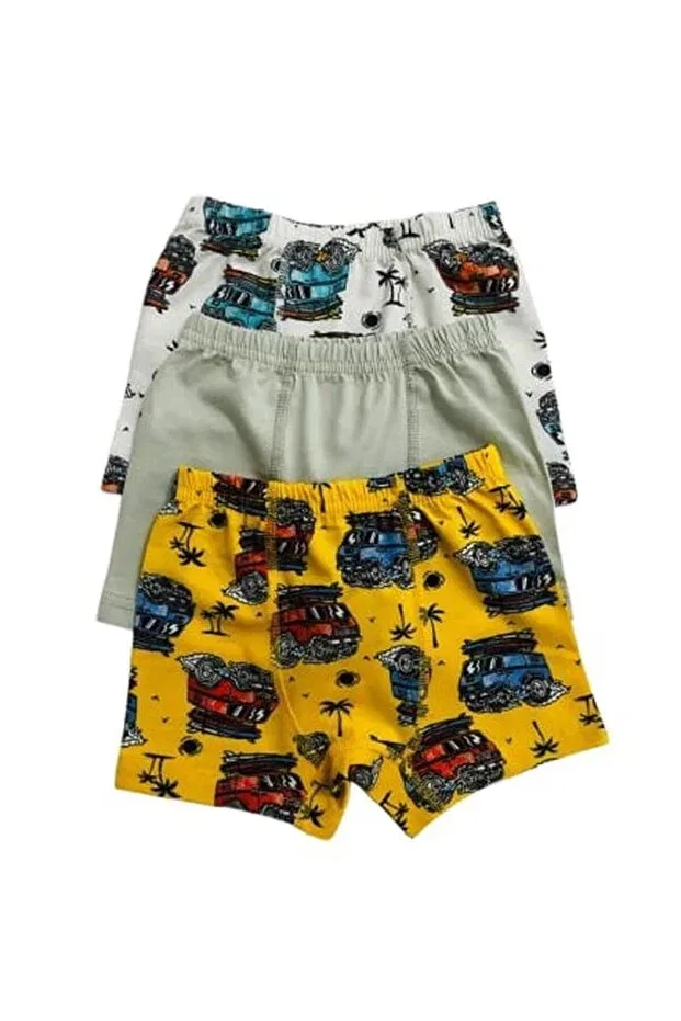 Детские боксеры для мальчиков хлопковые 3-комплект Homewear Elmas Kids, Yellow-Cream-Grey
