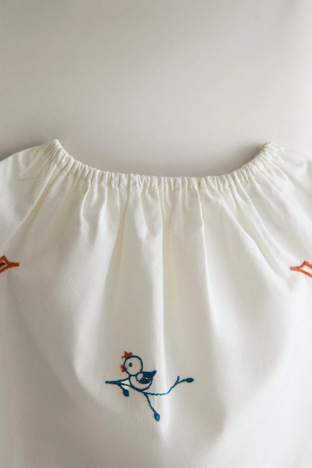 Детская вышитая рубашка ZARA, Oyster-white — фото 2