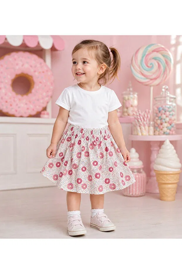 Детская юбка для девочек хлопковая с принтом Miccolatte For You Tiny Heart, Donut
