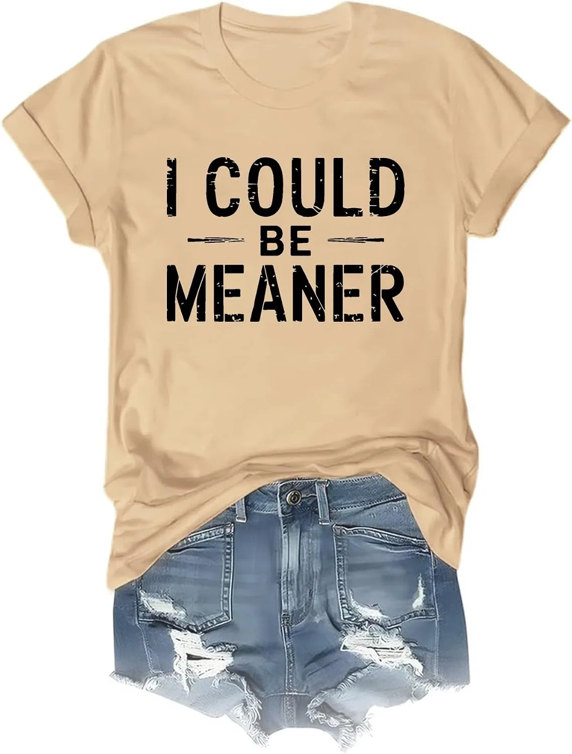 Футболка с принтом I Could Be Meaner, Khaki