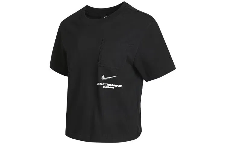 Футболка с принтом Swoosh Nike, черная — фото 2